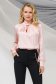 Lightpink women`s blouse from satin loose fit roll-neck 1 - StarShinerS.com