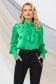 Green women`s blouse from satin loose fit bow accessory 1 - StarShinerS.com