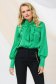Green women`s blouse from satin loose fit bow accessory 3 - StarShinerS.com