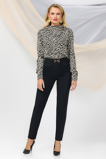 Skinny trousers, Black trousers slightly elastic fabric conical high waisted - StarShinerS.com