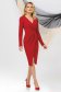 Dress slightly elastic fabric red midi pencil 3 - StarShinerS.com