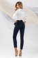Dark blue trousers slightly elastic fabric conical high waisted metallic chain accessory 6 - StarShinerS.com