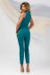 Turquoise trousers slightly elastic fabric conical high waisted metallic chain accessory 2 - StarShinerS.com