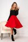 Red skirt crepe midi cloche with elastic waist - StarShinerS 1 - StarShinerS.com