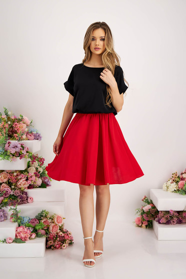 Skirts, Red skirt crepe midi cloche with elastic waist - StarShinerS - StarShinerS.com