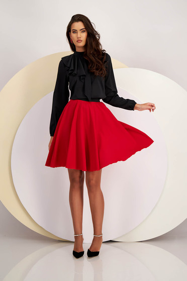 Skirts, Red skirt crepe midi cloche with elastic waist - StarShinerS - StarShinerS.com