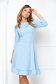 Light Blue Crepe Dress in A-line with Dropped Neckline and Ruffles at the Dress Base - StarShinerS 3 - StarShinerS.com