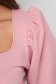 Powder pink women`s blouse crepe tented with puffed sleeves with cuffs - StarShinerS 5 - StarShinerS.com