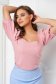 Bluza dama din crep roz-pudra mulata cu maneci bufante - StarShinerS 7 - StarShinerS.ro