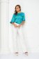 Turquoise women`s blouse from satin loose fit with cuffs with decorative buttons - StarShinerS 4 - StarShinerS.com
