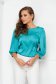 Turquoise women`s blouse from satin loose fit with cuffs with decorative buttons - StarShinerS 1 - StarShinerS.com