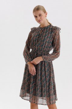 Dress from veil fabric midi cloche with elastic waist