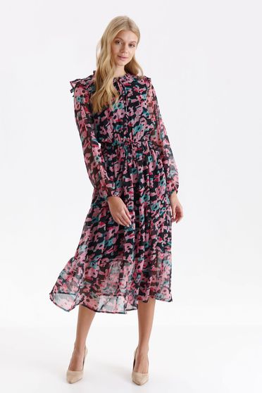 Dress from veil fabric midi cloche with elastic waist