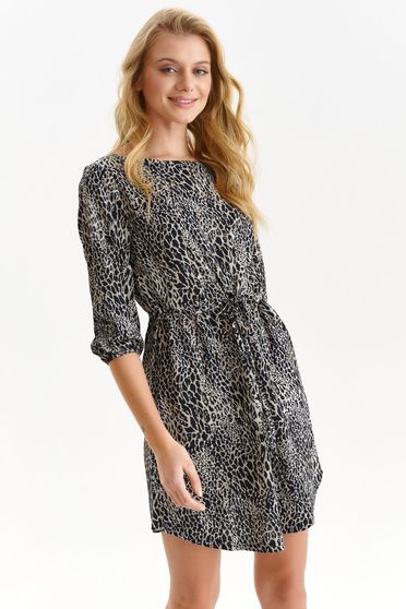 Grey dresses, Dress georgette short cut women's top shirt with elastic waist - StarShinerS.com