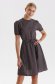 Black dress thin fabric short cut loose fit accessorized with tied waistband with puffed sleeves 2 - StarShinerS.com