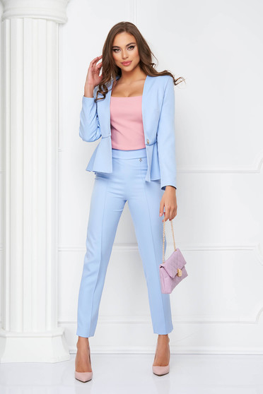 Office trousers, Lightblue trousers high waisted conical long slightly elastic fabric - StarShinerS - StarShinerS.com