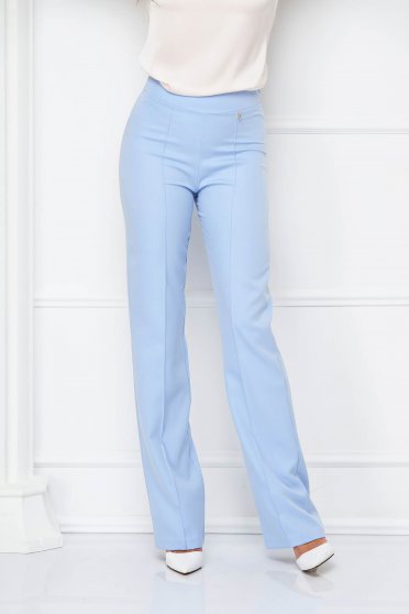 Flared trousers, Light Blue High Waisted Flared Long Trousers made of Slightly Stretchy Fabric - StarShinerS - StarShinerS.com