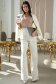 Sacou din stofa premium elastica ivoire cambrat cu peplum - StarShinerS 2 - StarShinerS.ro
