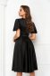 Black Satin Midi Flared Dress with Bell Sleeves - StarShinerS 3 - StarShinerS.com