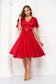 - StarShinerS red dress from satin midi cloche with bell sleeve 1 - StarShinerS.com