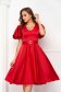 - StarShinerS red dress from satin midi cloche with bell sleeve 2 - StarShinerS.com
