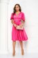Fuchsia Satin Midi Dress in Flared Style with Bell Sleeves - StarShinerS 5 - StarShinerS.com