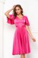Fuchsia Satin Midi Dress in Flared Style with Bell Sleeves - StarShinerS 3 - StarShinerS.com