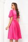 Fuchsia Satin Midi Dress in Flared Style with Bell Sleeves - StarShinerS 4 - StarShinerS.com