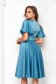 Turquoise Satin Midi Dress in A-line with Bell Sleeves - StarShinerS 3 - StarShinerS.com