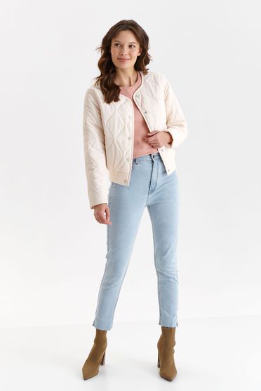 Cream jacket from slicker short cut loose fit lateral pockets