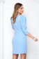 Light Blue Short Pencil Dress Made from Slightly Stretchy Fabric with Puffed Shoulders - StarShinerS 2 - StarShinerS.com
