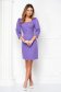 Short pencil type dress in slightly elastic purple fabric with puffed shoulders - StarShinerS 3 - StarShinerS.com