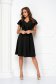 Black crepe knee-length dress in a-line with glitter appliques - StarShinerS 5 - StarShinerS.com