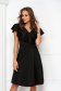 Black crepe knee-length dress in a-line with glitter appliques - StarShinerS 1 - StarShinerS.com