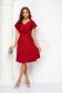 Red crepe dress up to the knee in cloche with glitter applications - StarShinerS 3 - StarShinerS.com