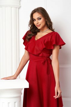 - StarShinerS red dress crepe short cut cloche with glitter details