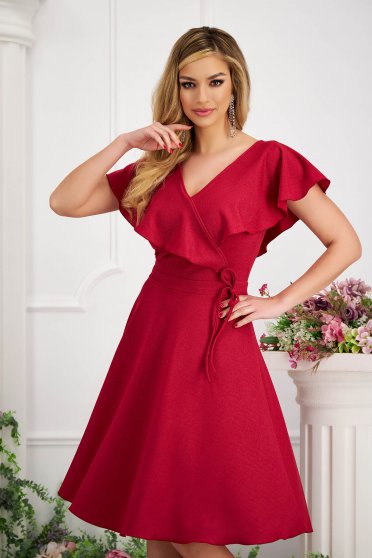 Plus Size Dresses, - StarShinerS red dress crepe short cut cloche with glitter details - StarShinerS.com