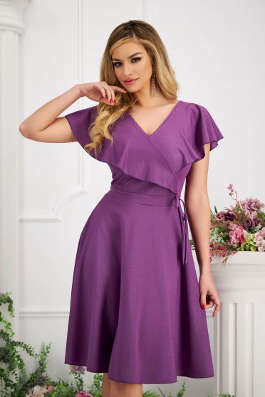 Plus Size Dresses, - StarShinerS purple dress crepe short cut cloche with glitter details - StarShinerS.com
