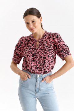 Body thin fabric with easy cut short sleeve with puffed sleeves
