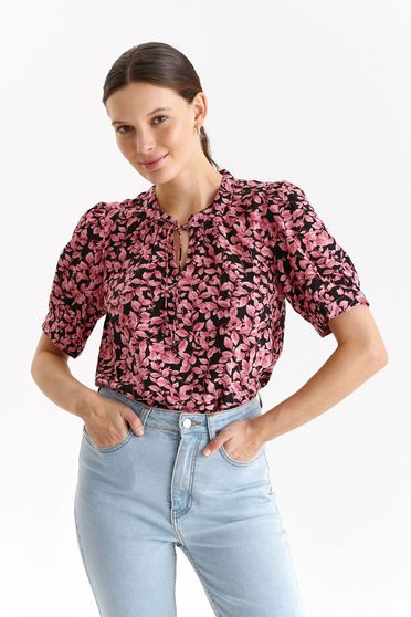 Body thin fabric with easy cut short sleeve with puffed sleeves