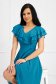 - StarShinerS petrol blue dress cloche asymmetrical from veil fabric midi with ruffled sleeves 5 - StarShinerS.com