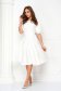 Rochie din stofa elastica ivoire midi in clos cu decolteu in v la spate - StarShinerS 4 - StarShinerS.ro