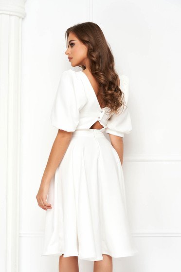 Online Dresses - Page 19, Ivory dress midi cloche elastic cloth v back neckline - StarShinerS - StarShinerS.com