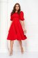 Red dress midi cloche elastic cloth v back neckline - StarShinerS 5 - StarShinerS.com