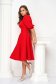 Red dress midi cloche elastic cloth v back neckline - StarShinerS 4 - StarShinerS.com
