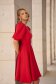 Red Elastic Fabric Midi Dress in A-line with V-Back Neckline - StarShinerS 2 - StarShinerS.com