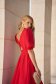 Red Elastic Fabric Midi Dress in A-line with V-Back Neckline - StarShinerS 3 - StarShinerS.com