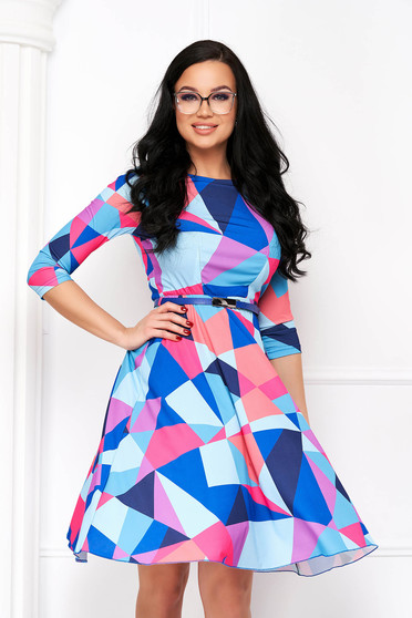 Printed dresses, Lycra thin fabric cloche with elastic waist dress - StarShinerS.com