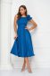 Petrol blue dress midi cloche elastic cloth with ruffled sleeves - StarShinerS 3 - StarShinerS.com