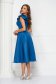 Petrol blue dress midi cloche elastic cloth with ruffled sleeves - StarShinerS 4 - StarShinerS.com